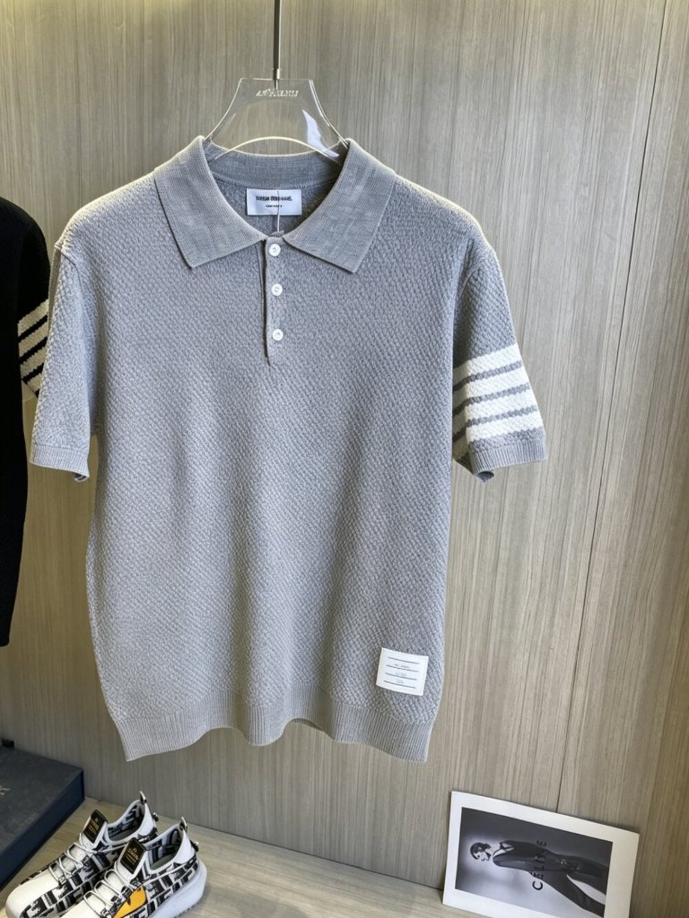 Thom Browne Color Block Knit Short Sleeve Polo Shirt